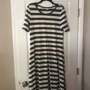 Gap knit green and cream striped dress Size L